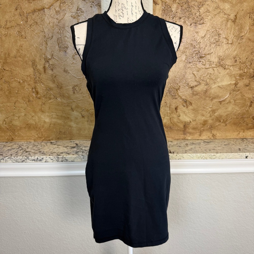 Rachel Parcell Racerback Mini Dress Medium Black Athletic Casual Stretch LBD